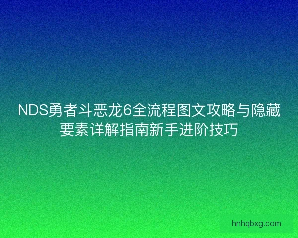 NDS勇者斗恶龙6全流程图文攻略与隐藏要素详解指南新手进阶技巧